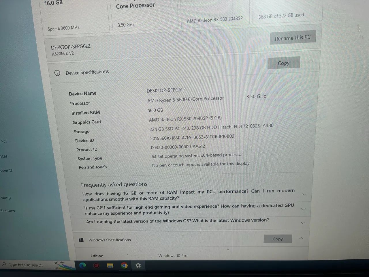 Pc ryzen 5600 + rx580 + 16gb de ram  - Foto 3