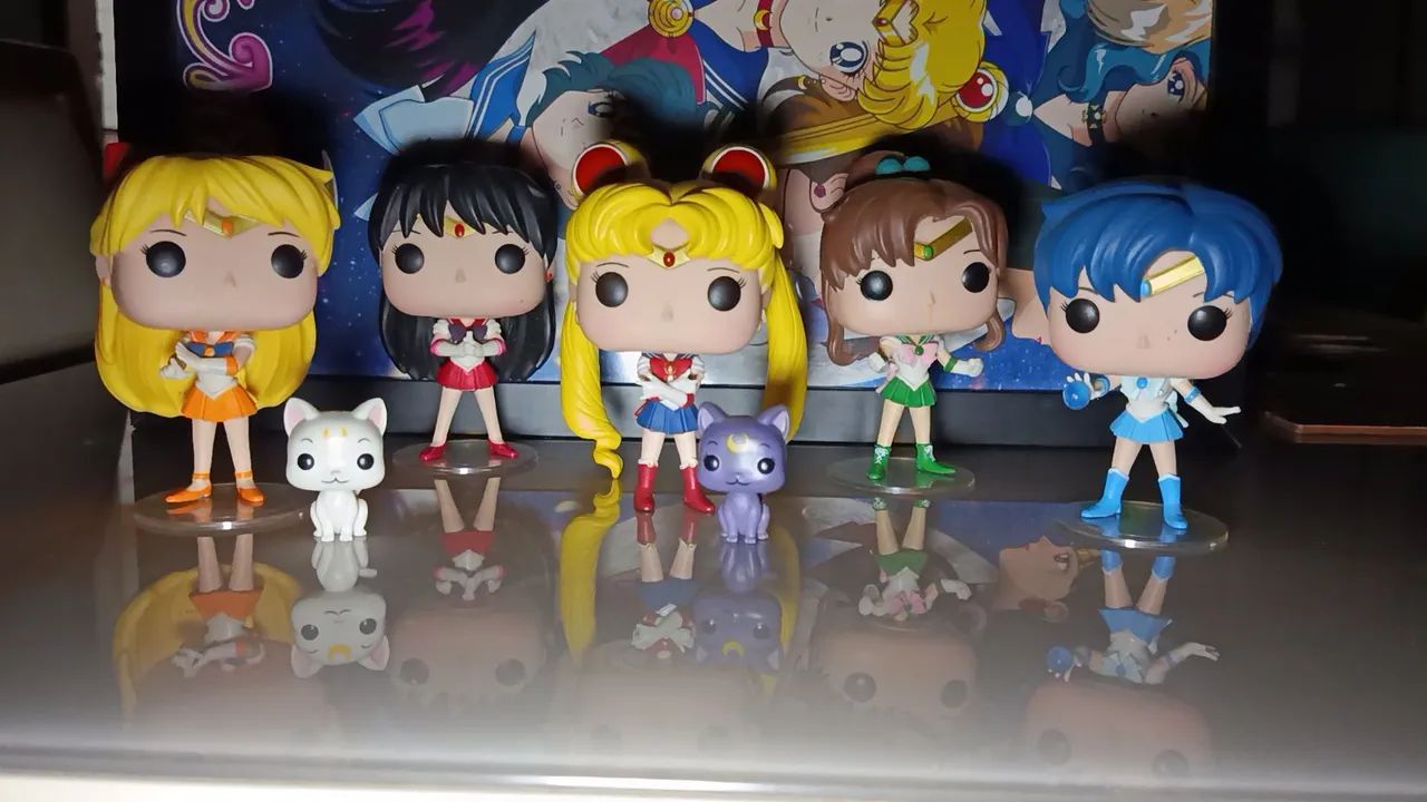 Funko Pop Sailor Moon - Moon, Mercury, Mars, Jupiter e Venus + Gatos Luna e Artemis - Foto 3