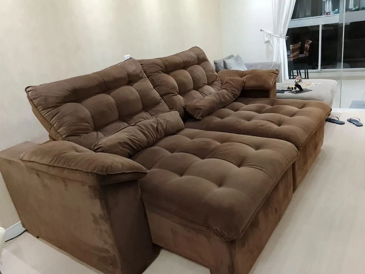 Sofá Retrátil e Reclinável Marrom - 2,60 m - Foto 3
