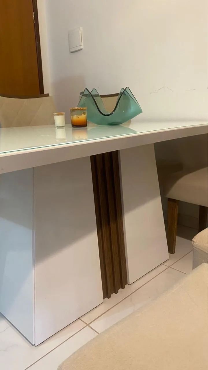 Mesa de Jantar 6 lugares com Tampo de Vidro + 6 cadeiras - Foto 5