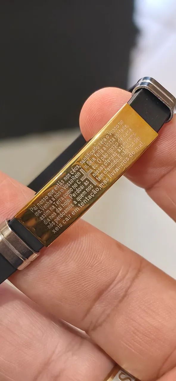 Pulseira Pai Nosso com Oração Gravada Unissex - Nova - Foto 2