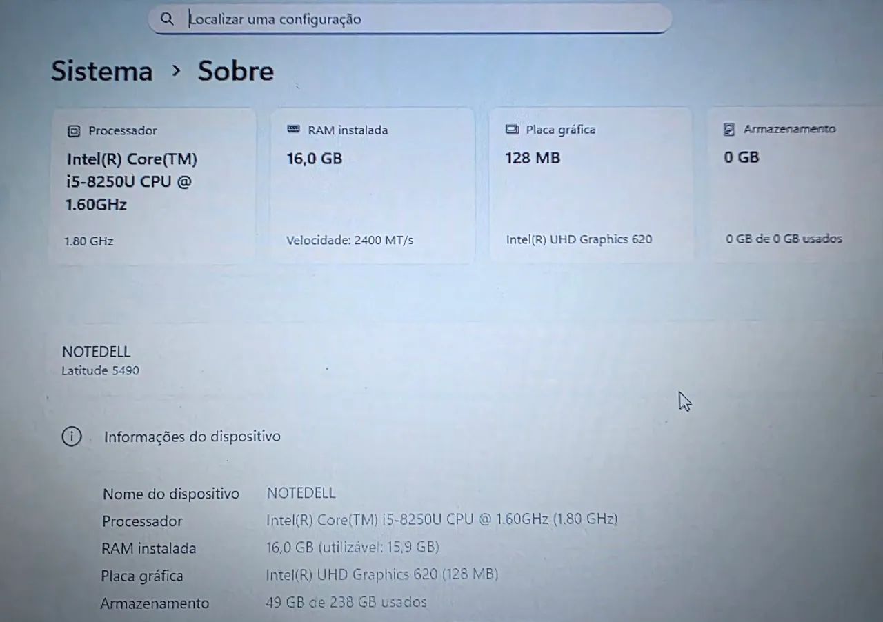 NoteBook Dell Latitude 5490 ( TROCAR BATERIA ) - Foto 3