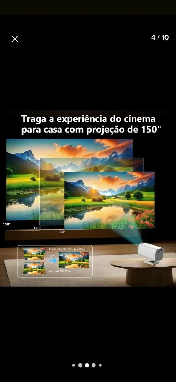 Mini Projetor 1080p full HD Android 13 smart wifi6 Led Projector - Foto 4