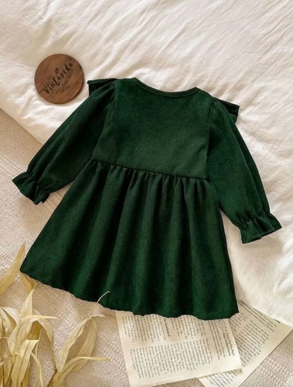 Vestido bebê 9 a 12 meses verde - Foto 4