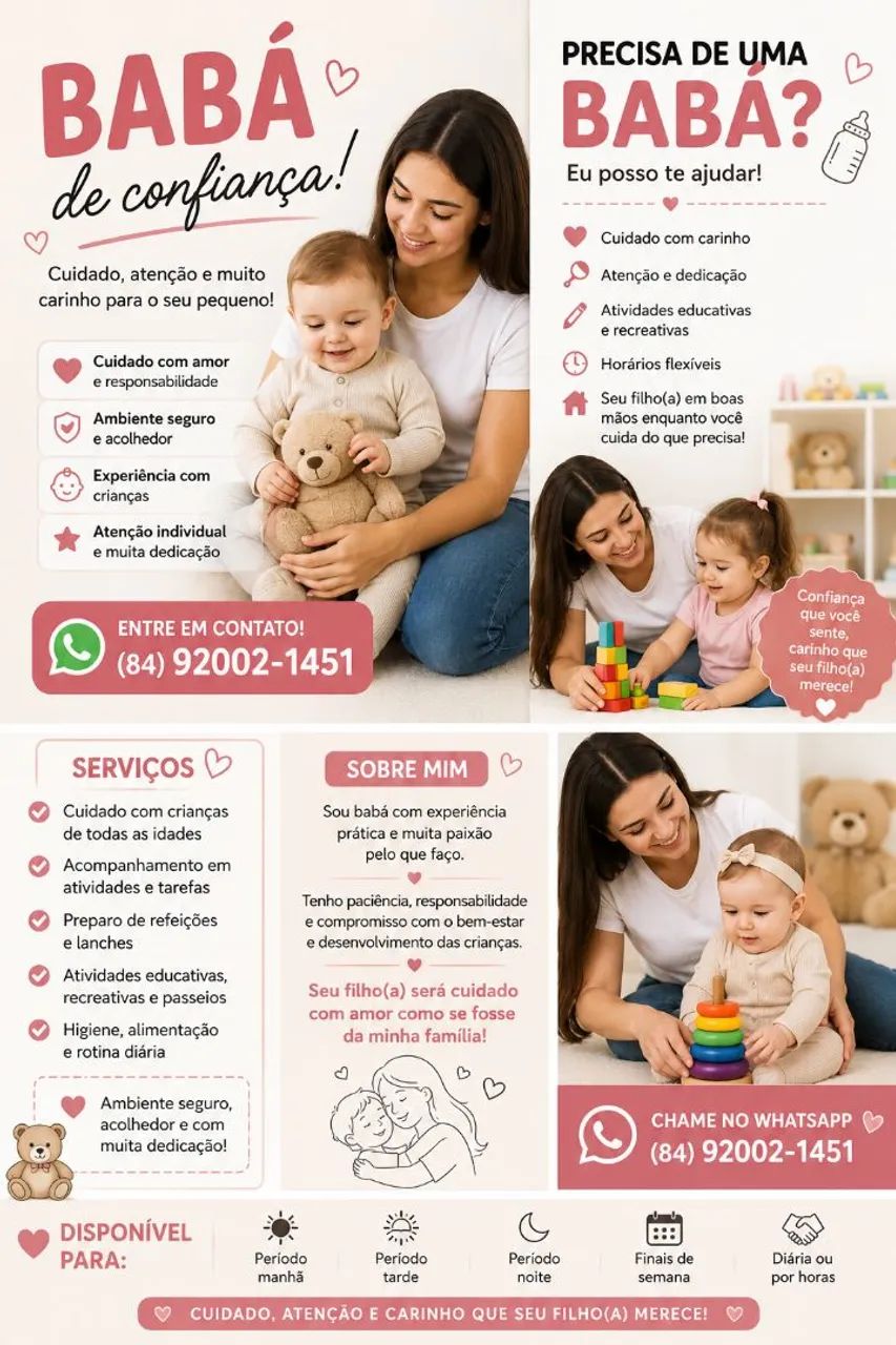 Babá disponível pra cuidar do seu filho 