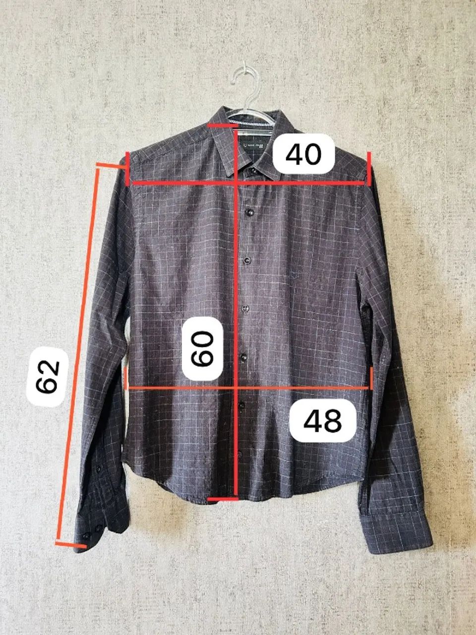 Camisa Social Quadriculada Cinza - Foto 2