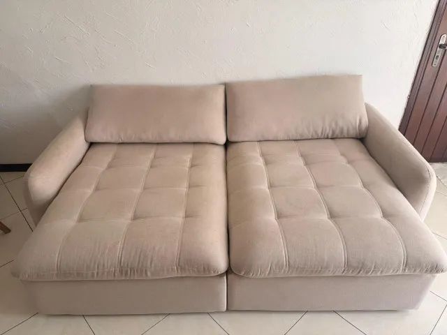 Sofá retrátil bege 