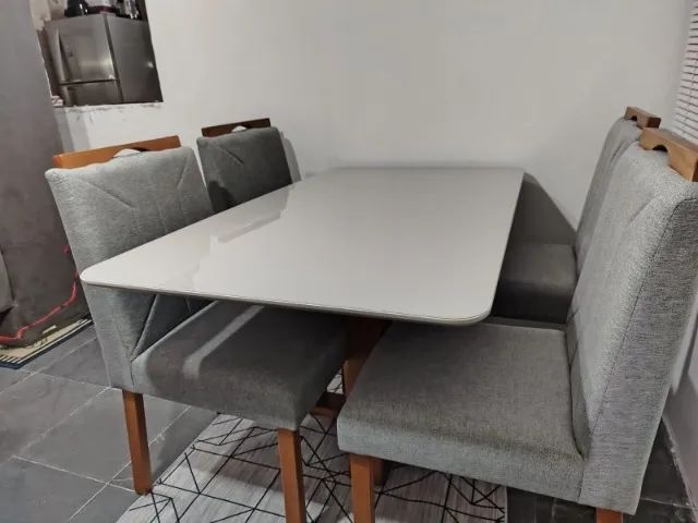 Conjunto Sala de Jantar Mesa Floripa Madeira Maciça 140x80cm - Foto 3