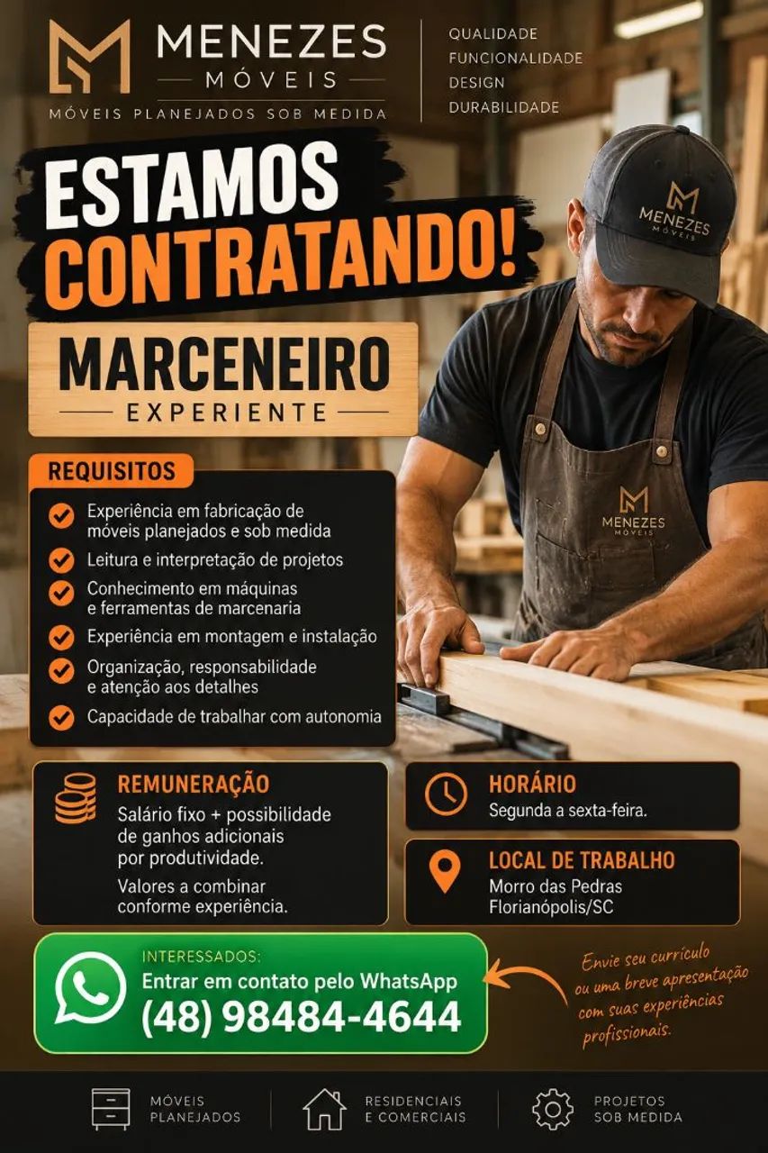 VAGA PARA MARCENEIRO EXPERIENTE