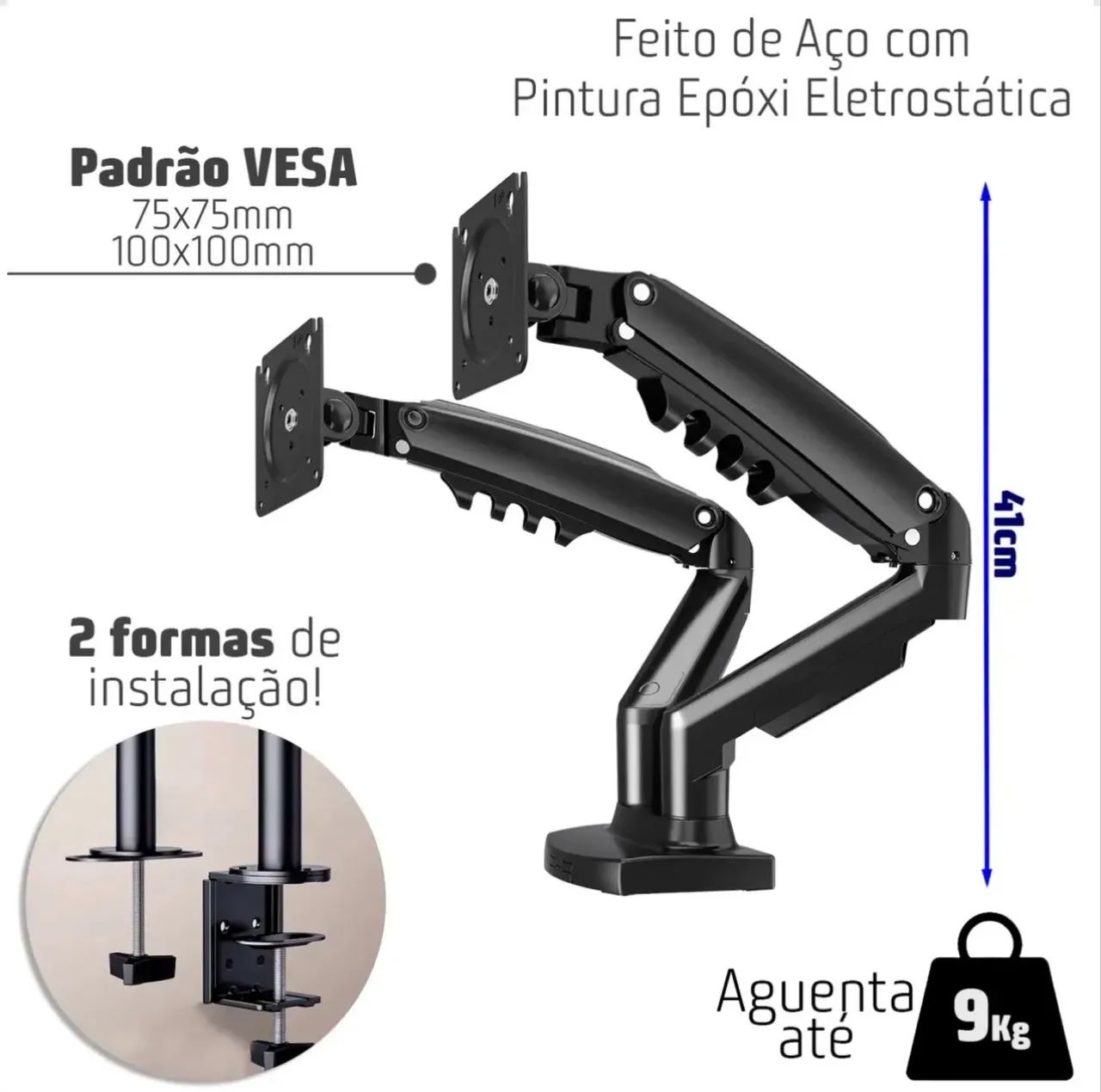 Suporte Mesa 2 monitores Articulado - Foto 3