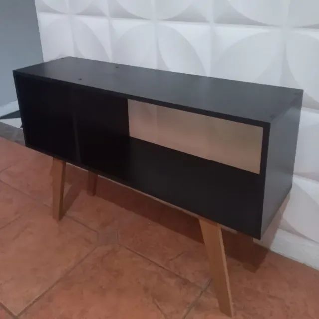 Rack Retro em MDF Preto TV até 42' 1 metro  - Foto 3