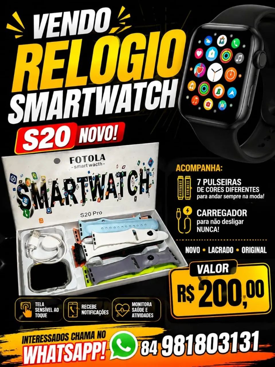 Relógio smartwatch s20