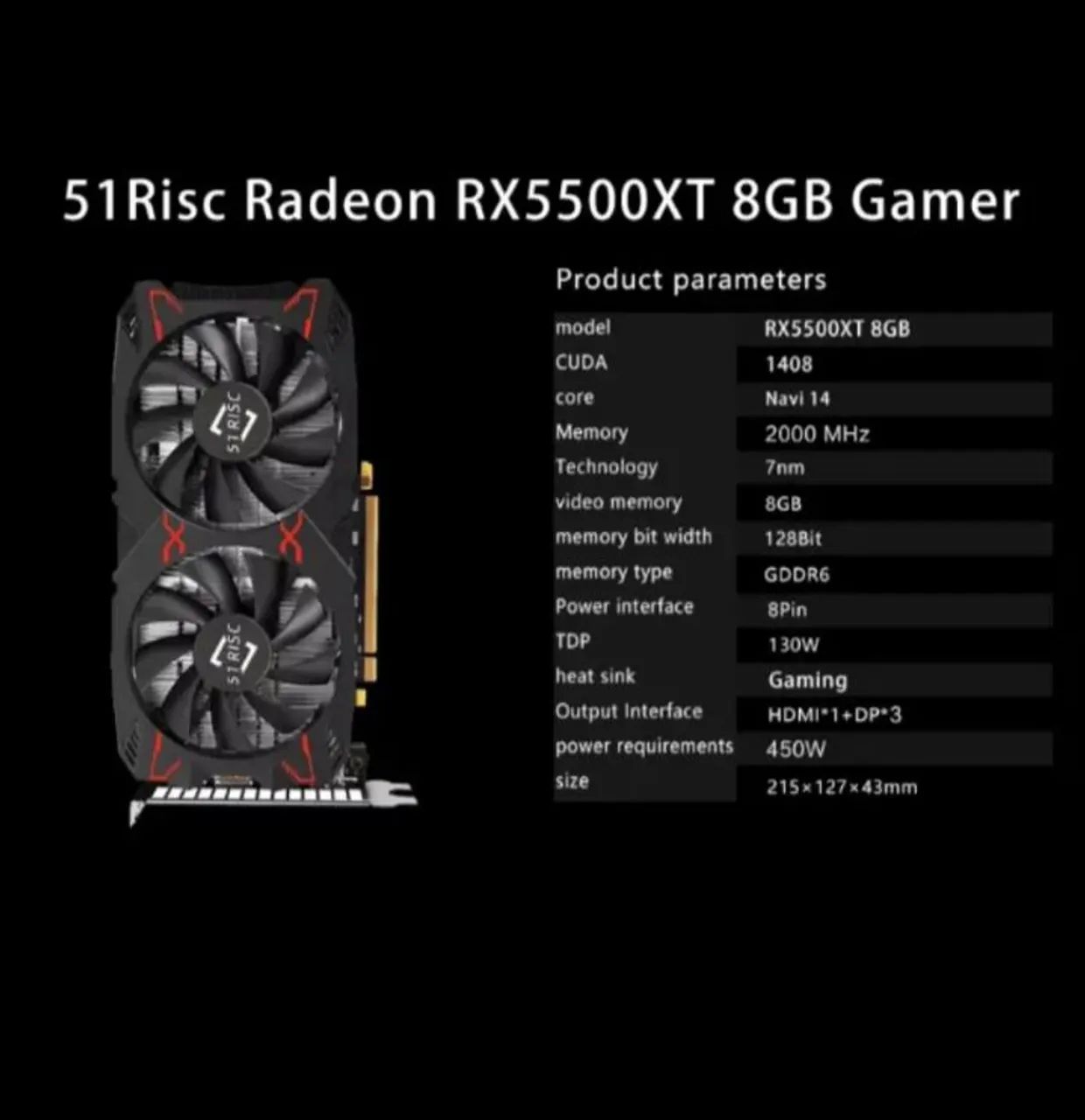 Placa vídeo RADEON RX 5500xt 8GB ( novo ) confira - Foto 5