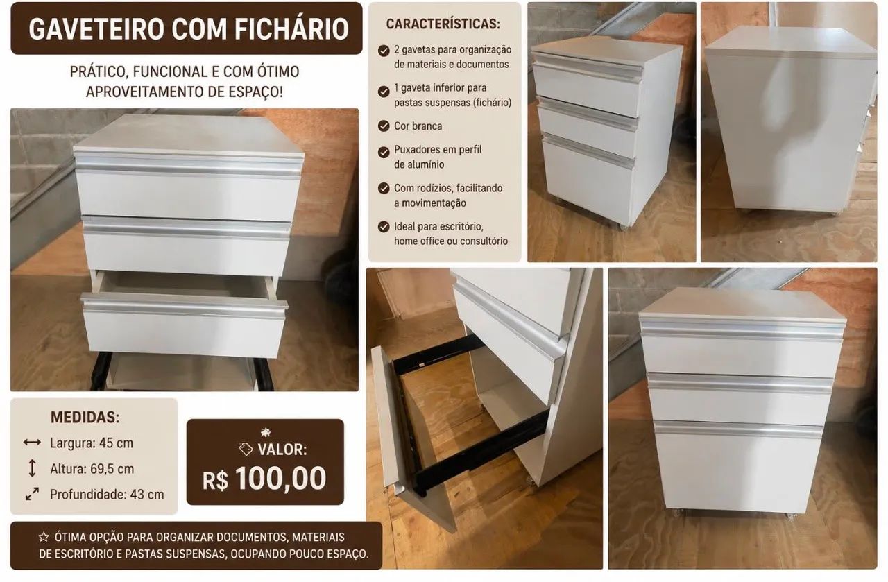 Gaveteiro com Fichário