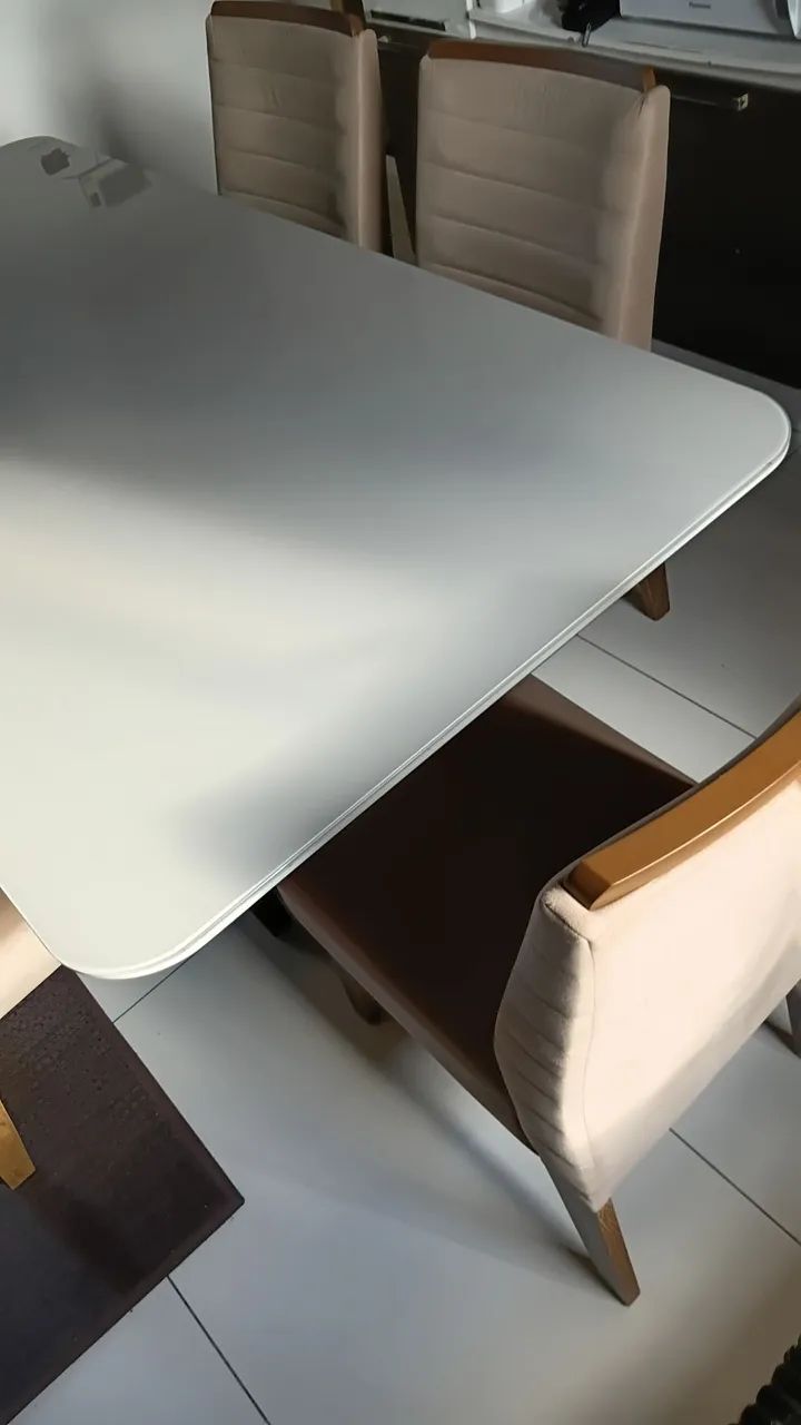 Mesa 6 Cadeiras com Tampo de Vidro Asssento Confortável  - Foto 5