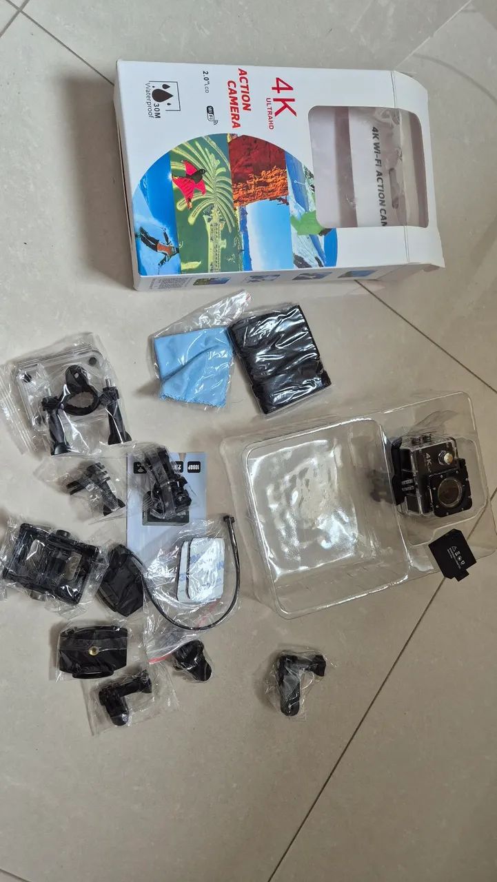 Camera action tipo Gopro 4k zerada com diversos acessórios. Nova, intocada! - Foto 3