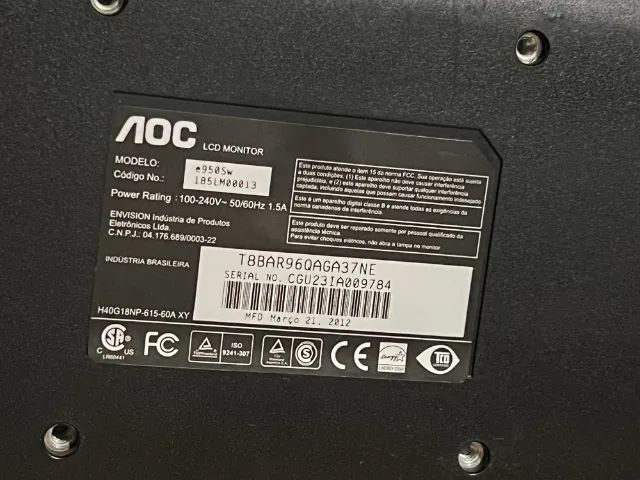 Monitor LED AOC 18.5" e950Sw VGA Bivolt (Com Linhas Finas no Display) - Foto 5