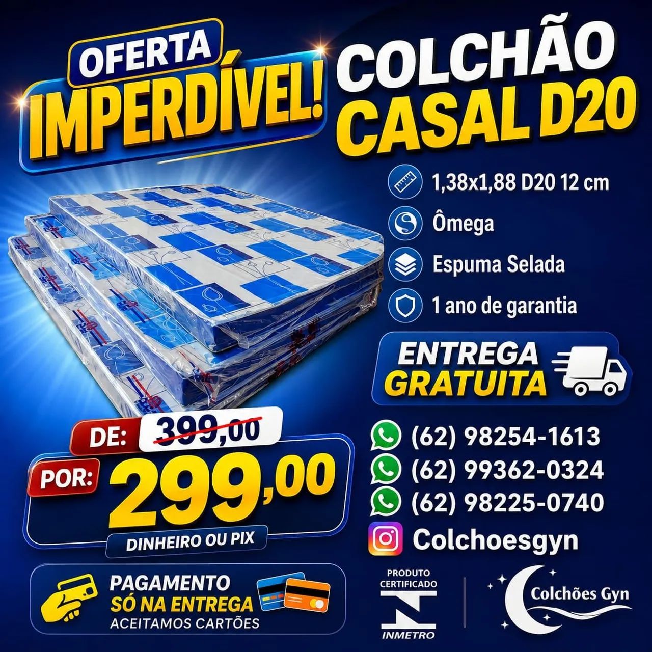 Colchão Casal D20 entrega gratuita 