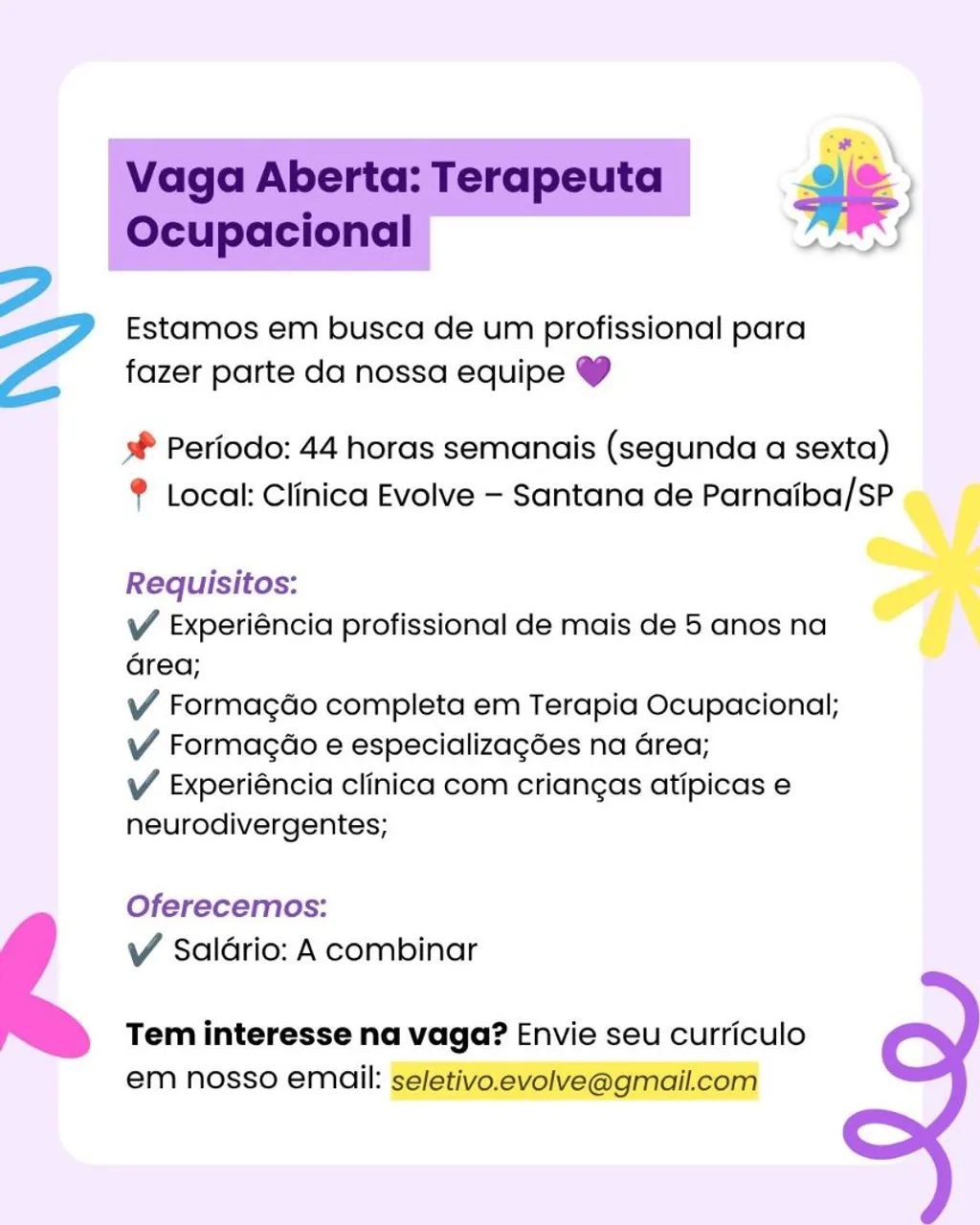 TERAPEUTA OCUPACIONAL - CLÍNICA EVOLVE
