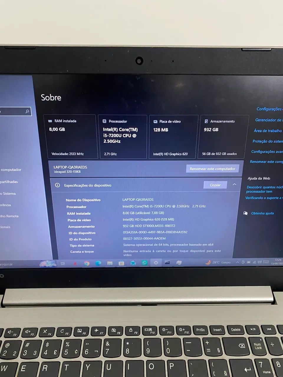 Notebook Lenovo IdeaPad 320-15IKB - Core i5 7ª Geração - Foto 5