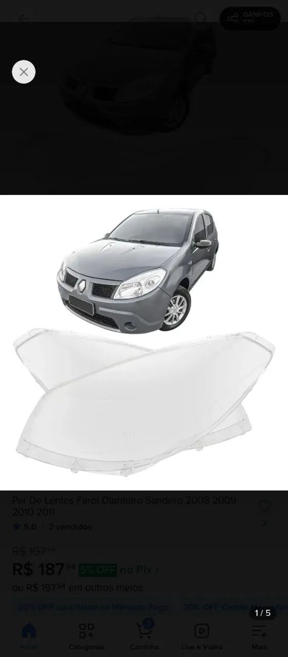 Lente de farol pra Sandero 2014