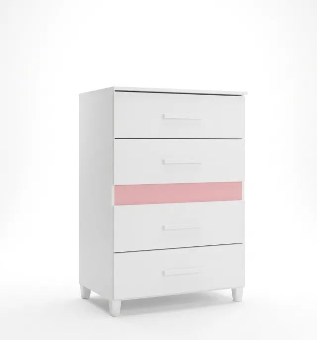 Cômoda 4 Gavetas Branco Rosa Nova 70cm em MDP - Foto 2