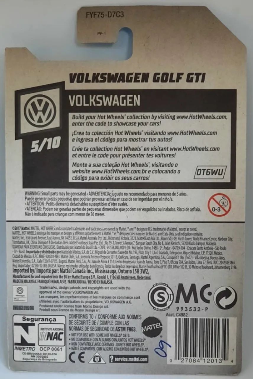Hot Wheels Volkswagen Golf GTI Amarelo - 2017 - Foto 2