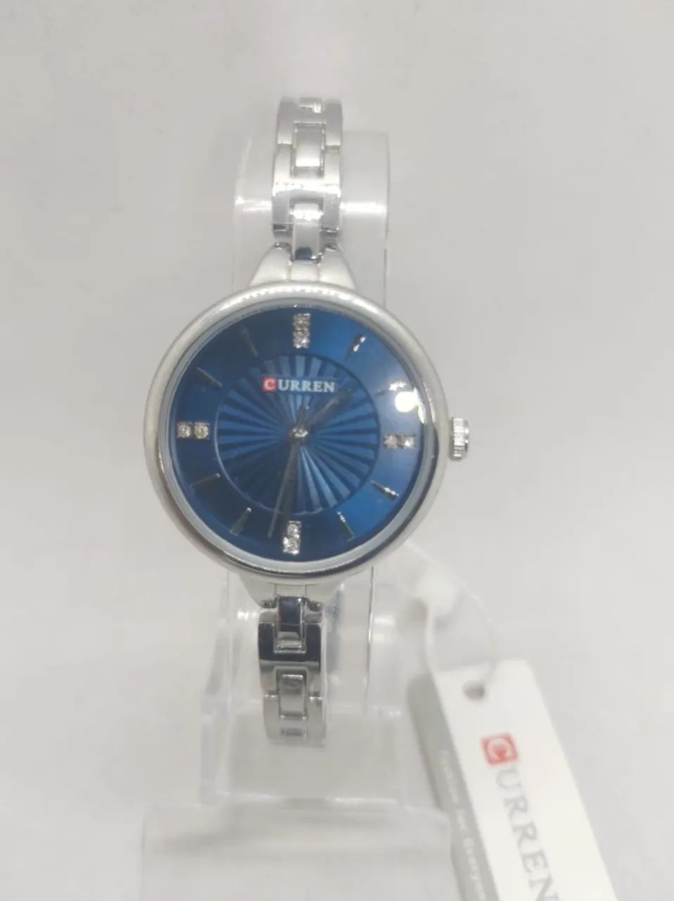 Relogio Feminino Curren Fundo Azul Pulseira Prata - Foto 5