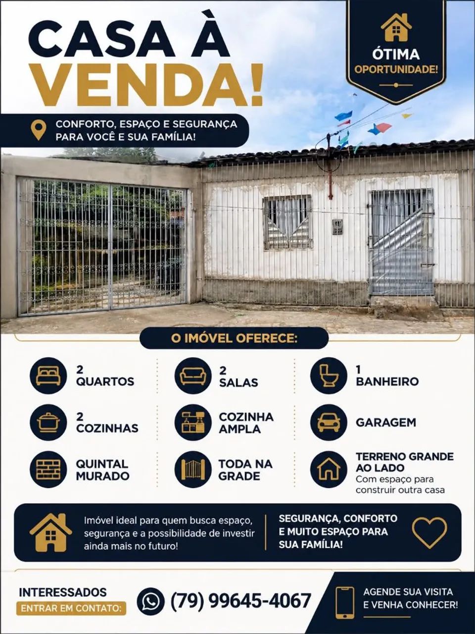 Vende-se Casa com grande terreno do lado