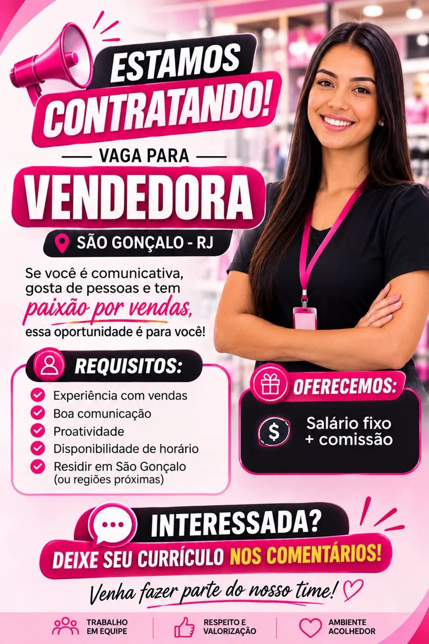 Vagar para vendedora loja on-line.