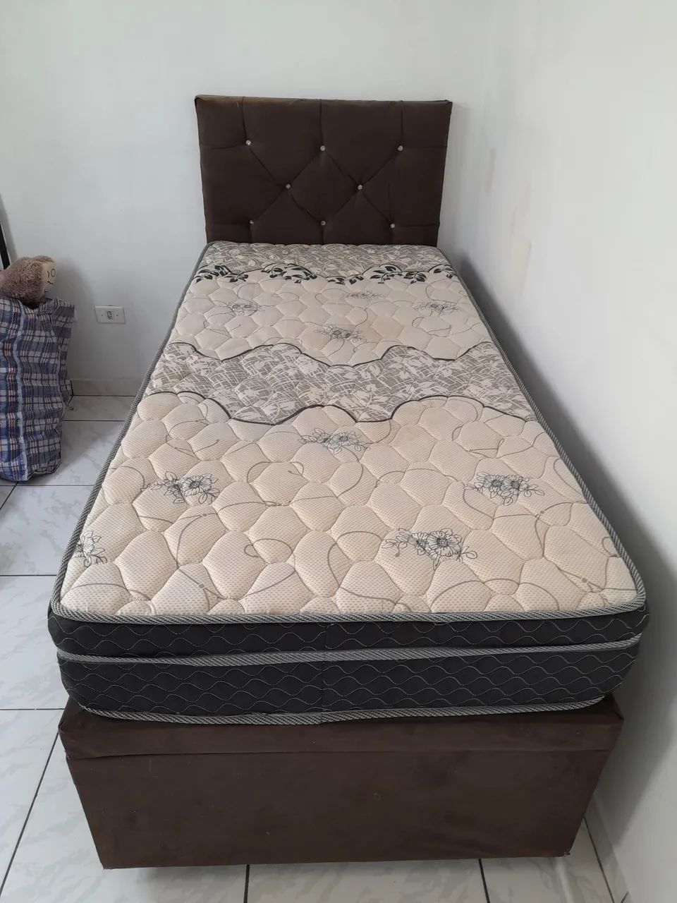 CAMA BAU BOX COM COLCHÃO E CABECEIRA 