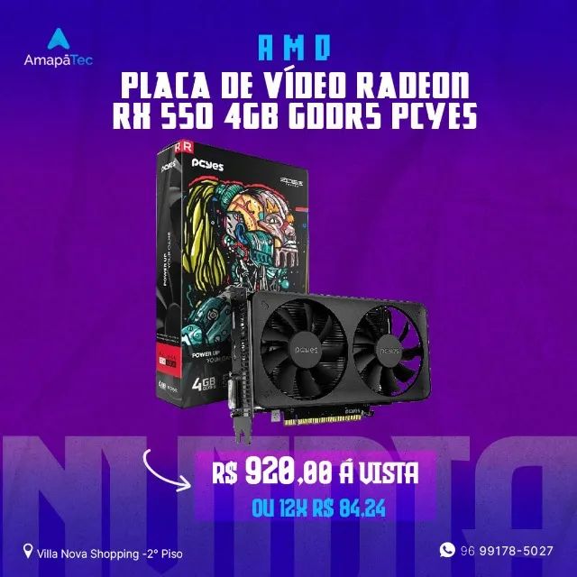 Placa de Vídeo PCYES  RX 550 4GB GDDR5
