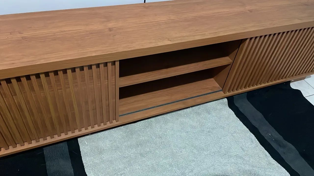 Rack De Tv Para Sala Moderno C/ Prateleiras Até 75 Polegadas Marrom - Foto 2