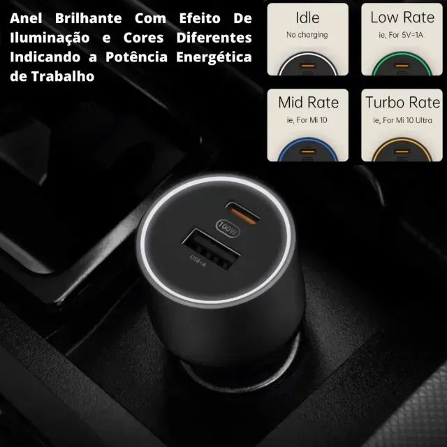 Carregador Veicular Xiaomi 100w Usb Duplo Tipo-a Tipo-c - Foto 4