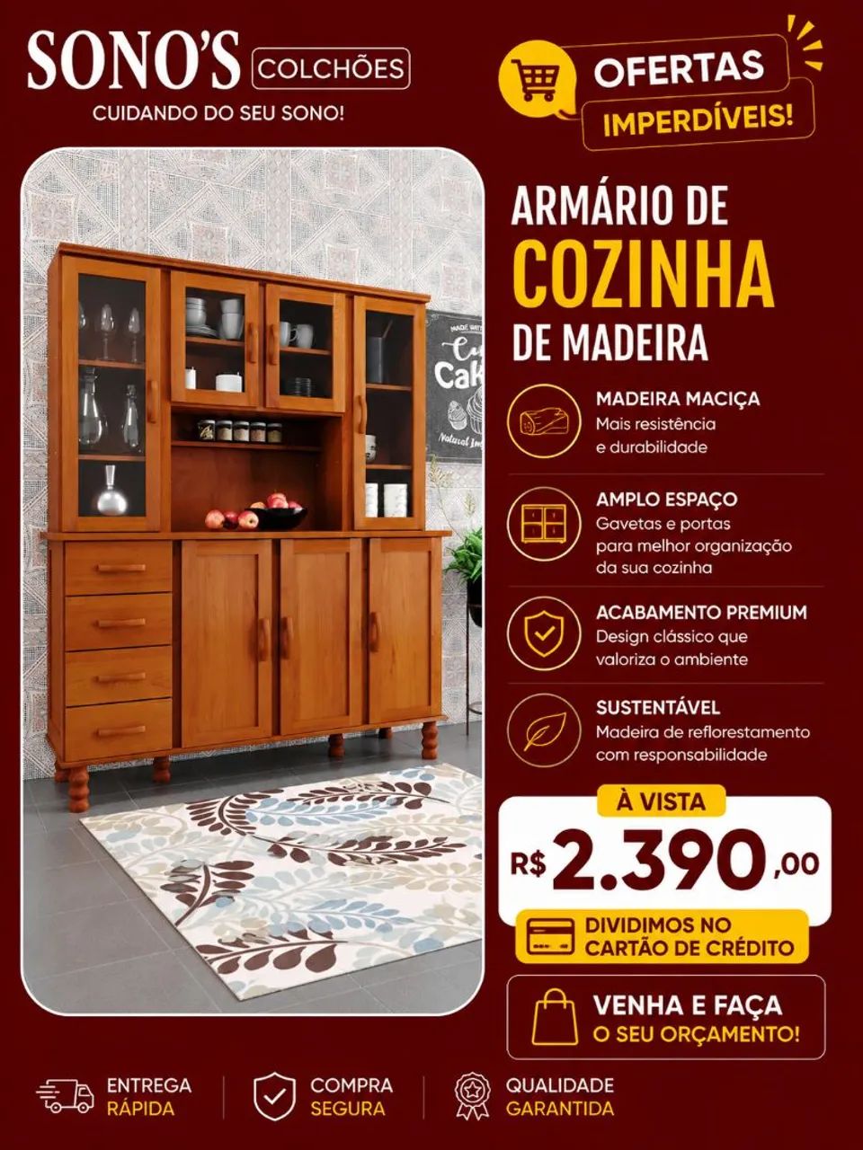 Armário de cozinha de madeira