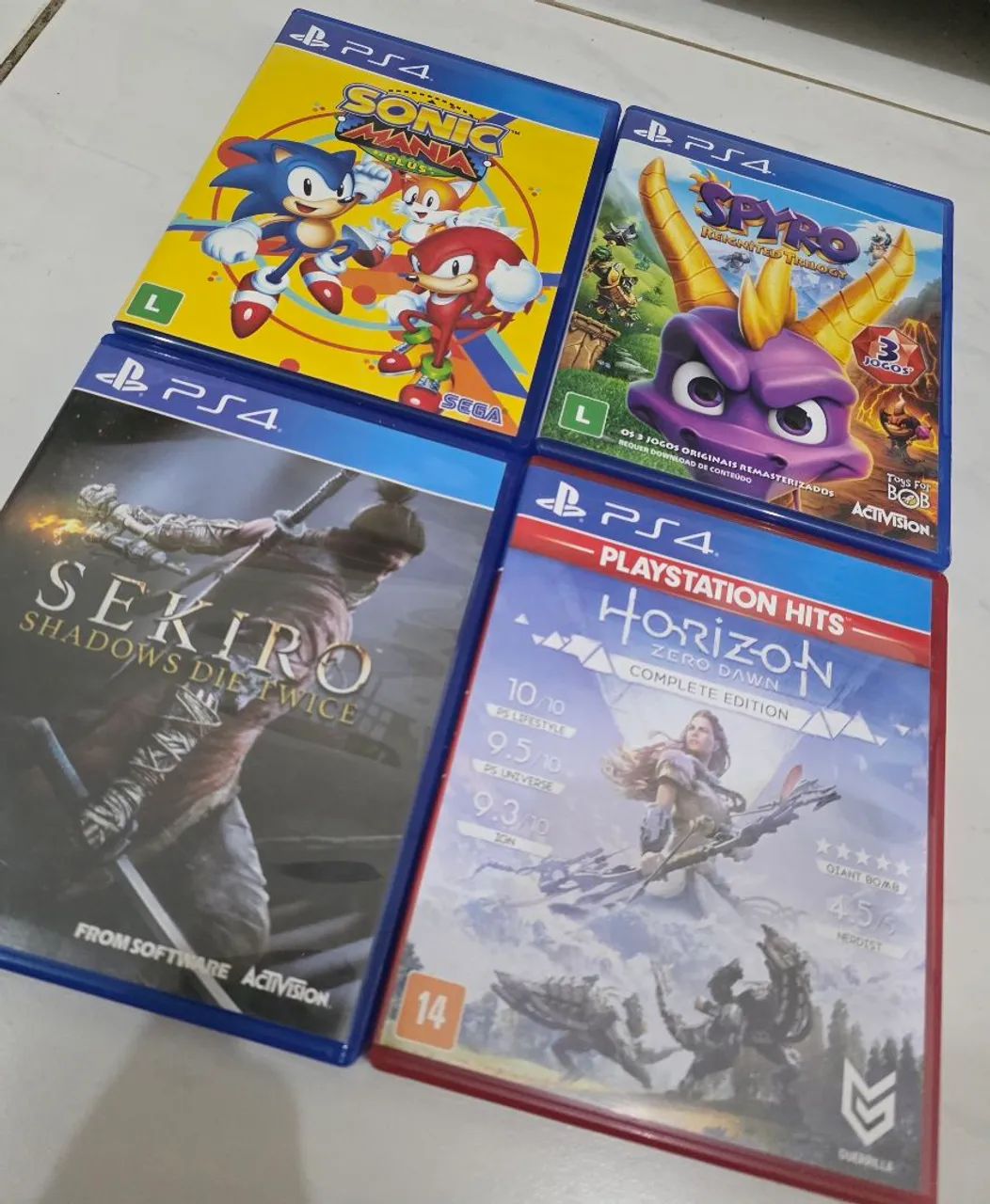Lote PS4 - Sekiro + Sonic Mania Plus + Horizon Zero Dawn + Spyro Reignited Trilogy