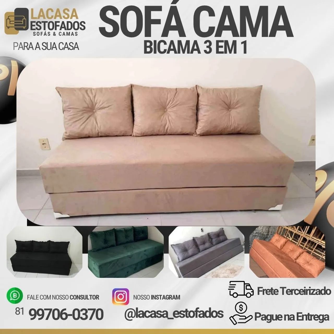 SOFÁ CAMA - TRÊS EM UM