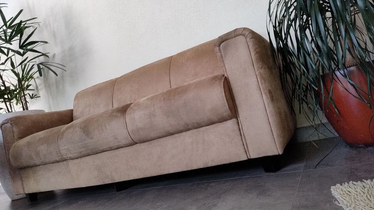 Conjunto Sofás 2 e 3 Lugares em Suede Bege - Foto 3