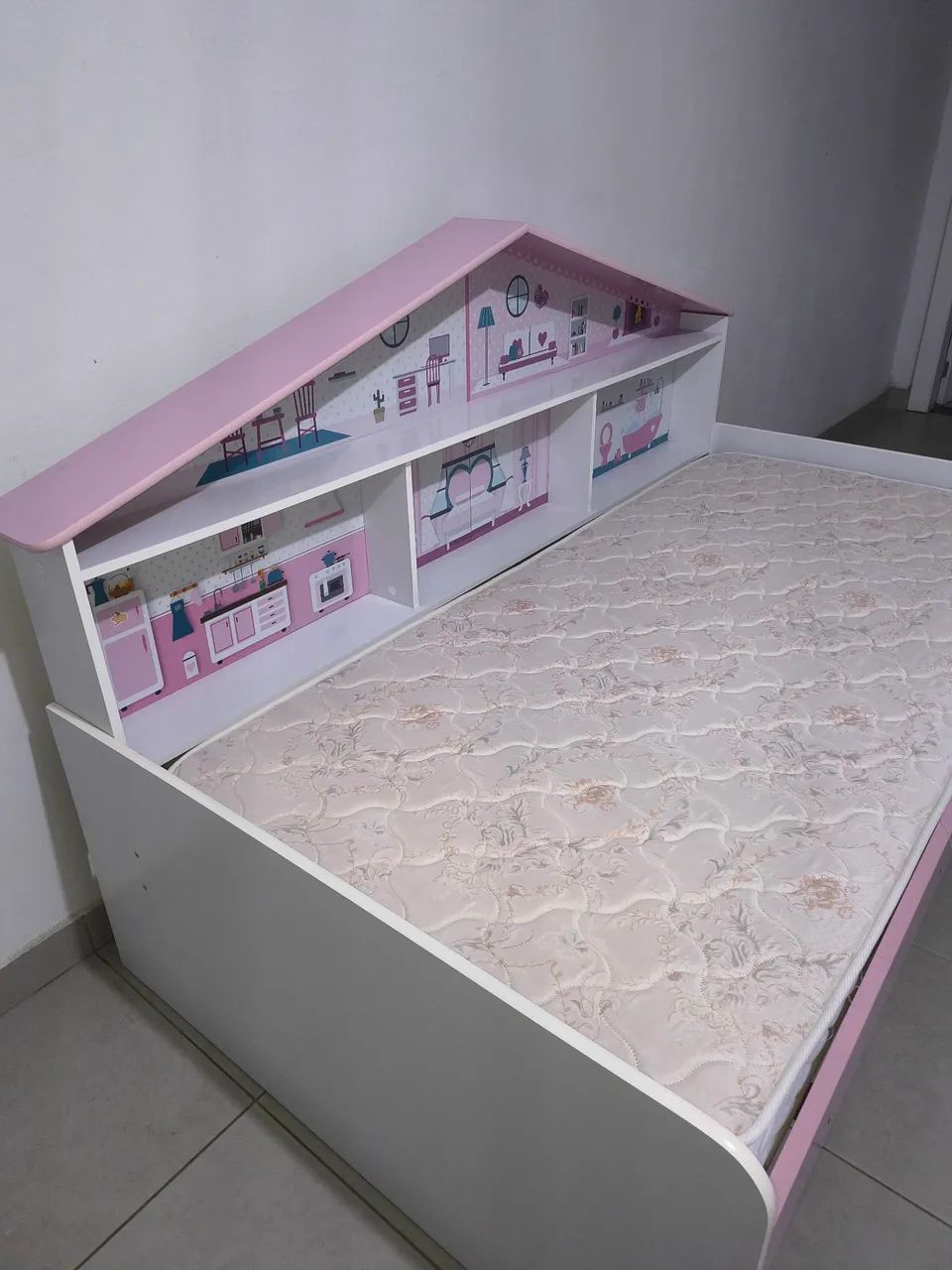 Cama Infantil com prateleira e Colchão - Menina - Foto 5