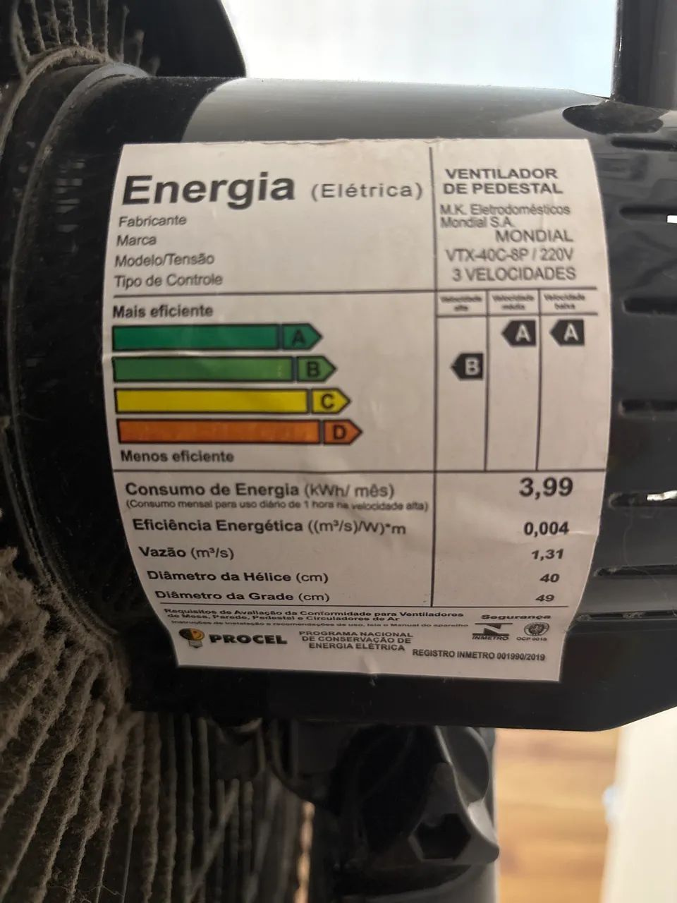 Ventilador de Coluna Mondial Turbo 8 pás VTX-40C-8P - Foto 3