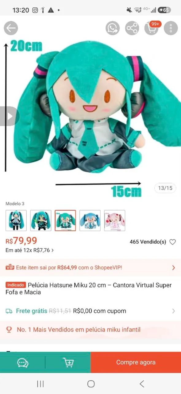 Pelúcia Hatsune Miku - Foto 2