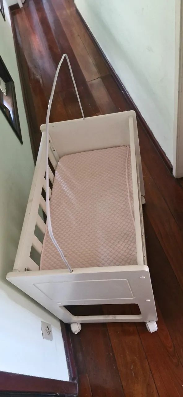 Mini berco branco com colchao e varao para mosqueteiro - Foto 2