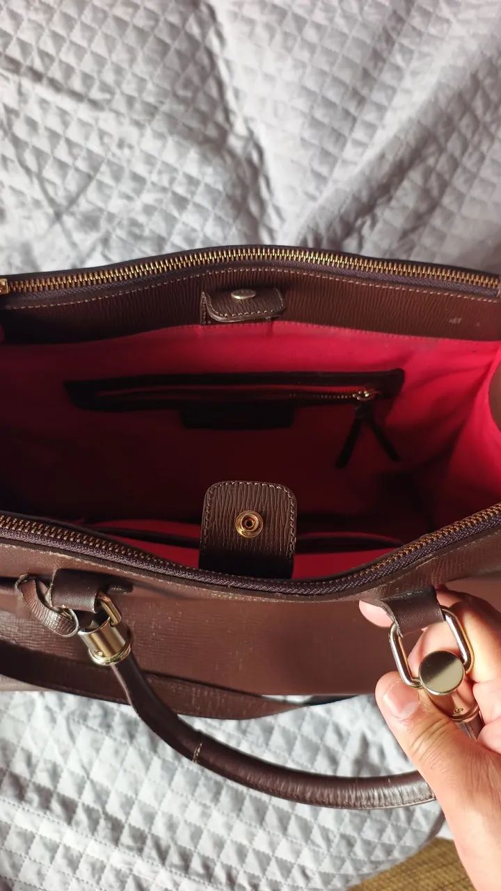 Bolsa Tote Tiracolo Lorena Couro Marrom - Foto 5