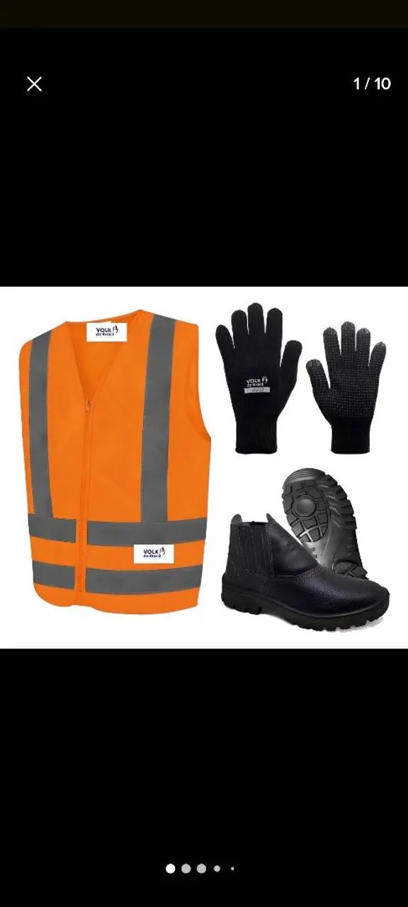 Kit EPi. Entregador colete laranja luvas e botas mod 002 pvc