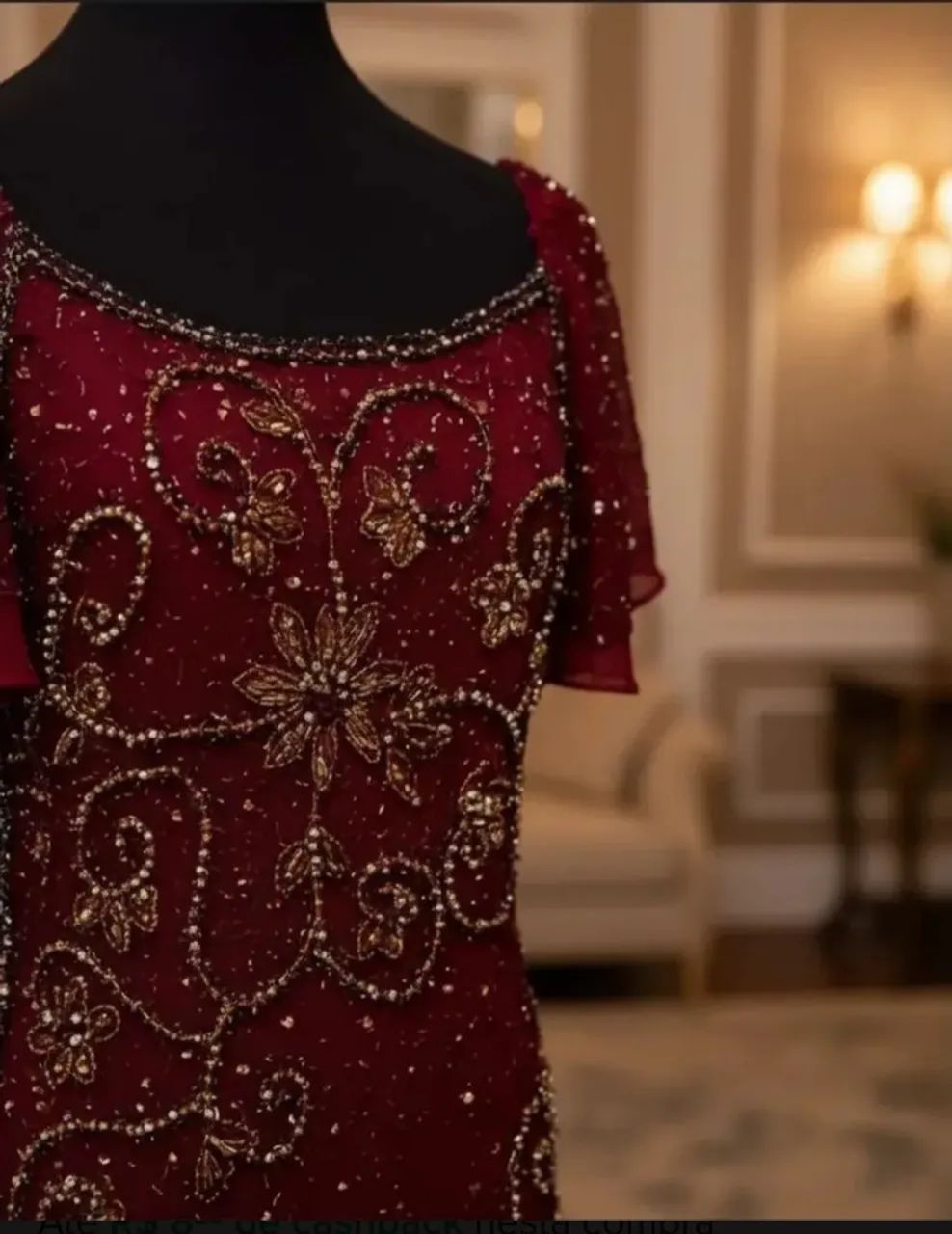 Vestido Vinho bordado Indiano - Foto 2