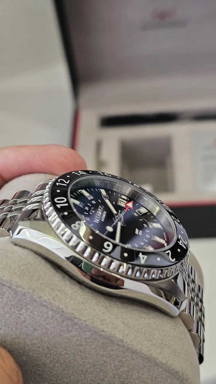 Relógio Technos automático GMT Prata lindo e raro - Foto 5