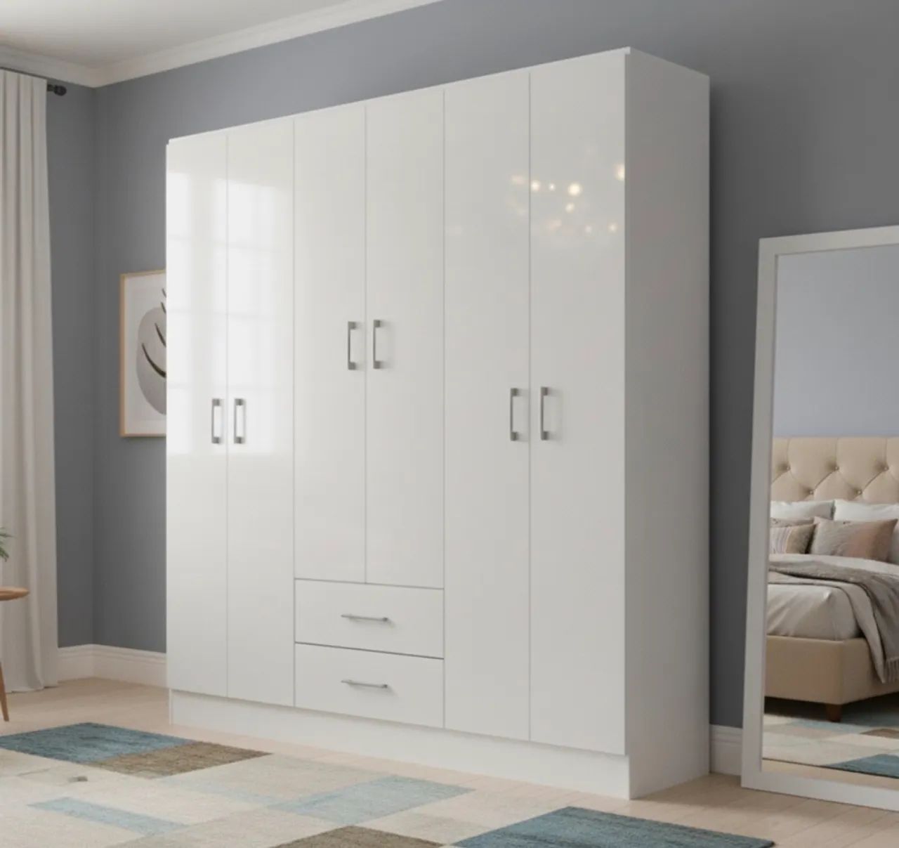 Guarda-Roupa 6 Portas Valença 1,34 m Branco - Foto 2