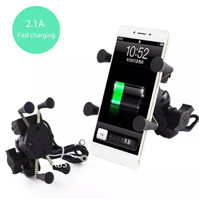 Suporte universal de celular para motocicleta, suporte com carregador usb rotação - Foto 5