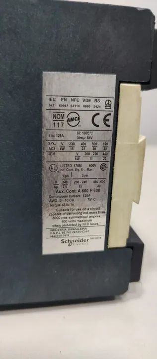 Contator Tetrapolar Schneider 125A 220w modelo LC1 D80004m7 - Foto 5