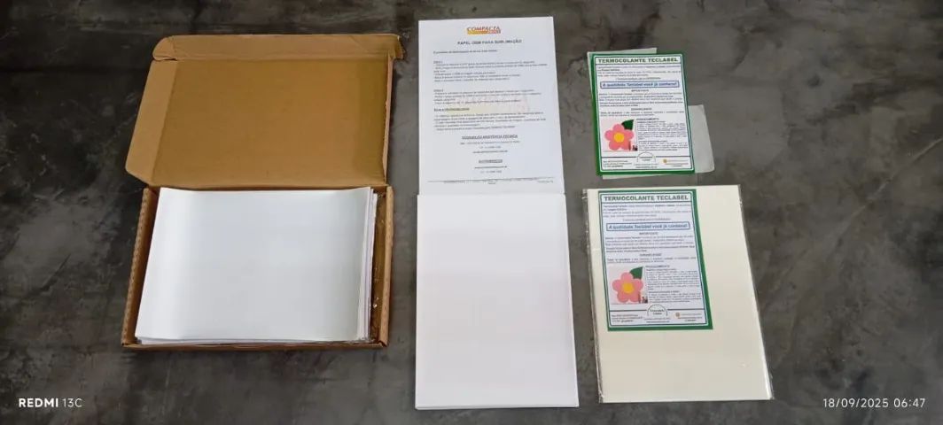 KIT C/61 PAPEL OBM SUBLITEX + 11 TERMOCOLANTE TECLABEL PARA SUBLIMAÇÃO